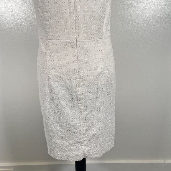 Banana Republic Sheath Dress Womens Size 10 White Eyelet Round Neck Back Zip - Picture 10 of 15